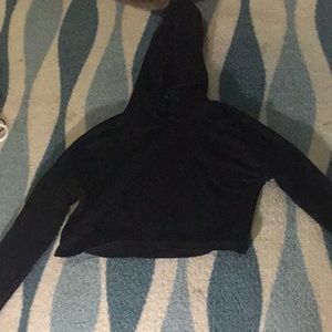 Black cropped hoodie with holes